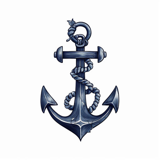 Anchor vector icon isolated on white in navy and blue style