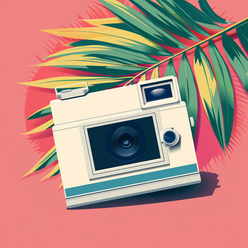 Polaroid clipart with flat random background and vintage filter
