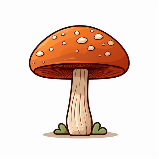 Minimalist-style mushroom clipart, on white background