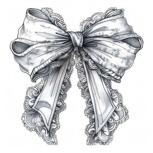 Vintage-inspired clipart tattoo sketch of a lace bow