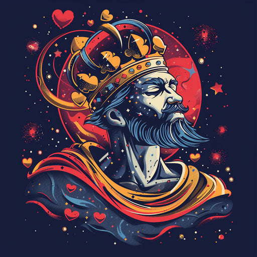 King of hearts under a starry and galactic sky