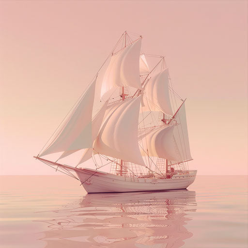 Realistic ship clipart on dusky rose background