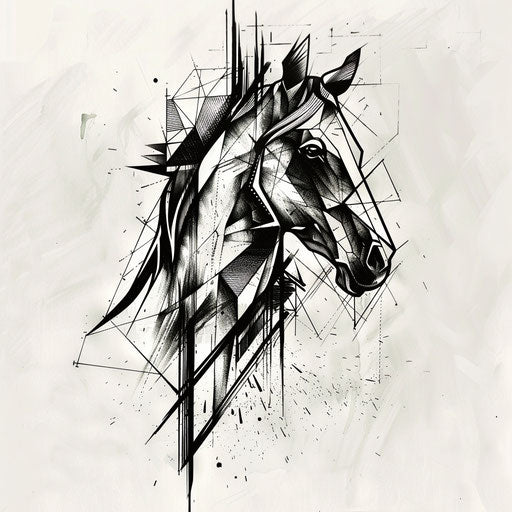 Dark horse with geometric shapes and sharp angles