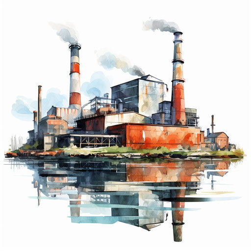Factory clipart in the style of oil painting