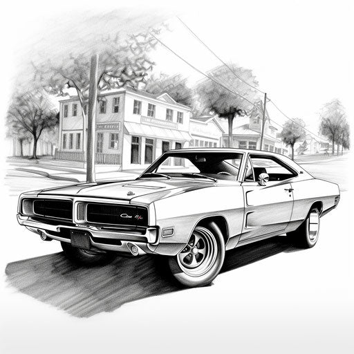 Top Dodge Charger Coloring Pages Images in 1970s Style