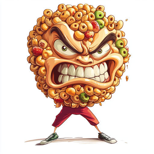 Humorous caricature of a cereal clipart with human characteristics
