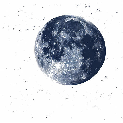 Realistic moon and stars illustration on white background