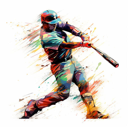 Baseball player in Impressionistic Art on white background