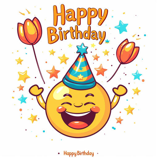 Happy Birthday with smiling emoji