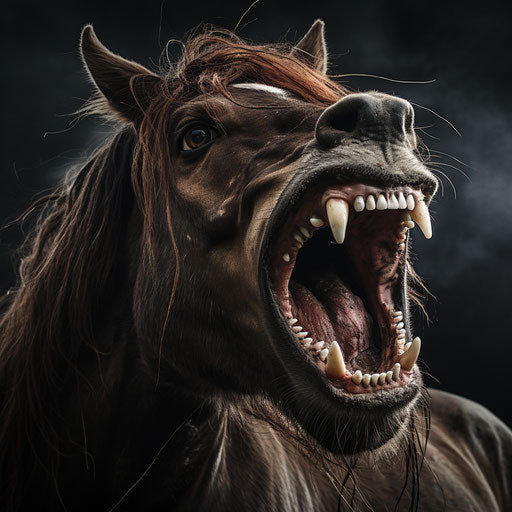 Horse blowing its front teeth