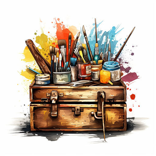 Toolbox clipart in Oil painting style on white background
