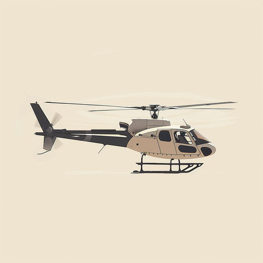 Helicopter clipart on flat cream background