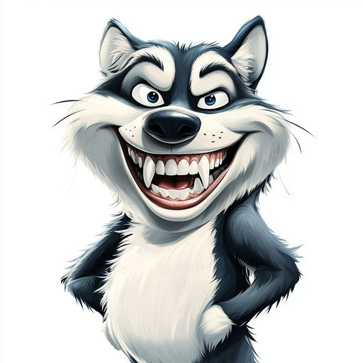 Humorous caricature of a husky caricature clipart with human characteristics