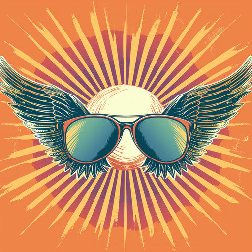 Realistic illustration of a sun with sunglasses on random background