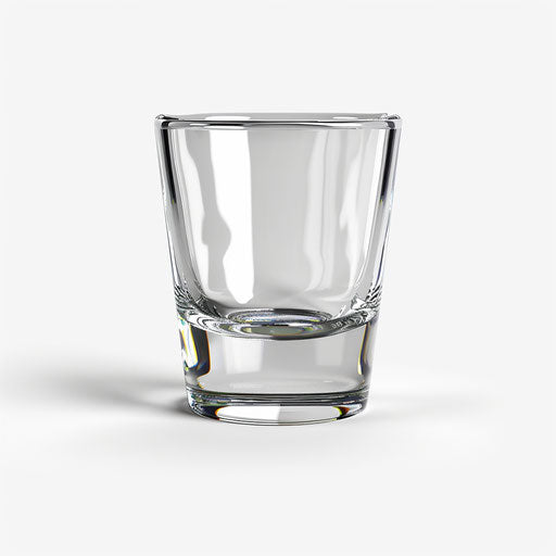 Photo-realistic shot glass clipart on flat white background