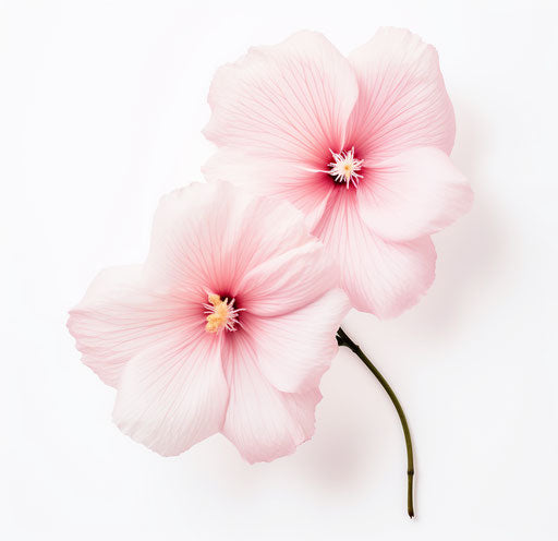 Pink flower on white background with large white flowers