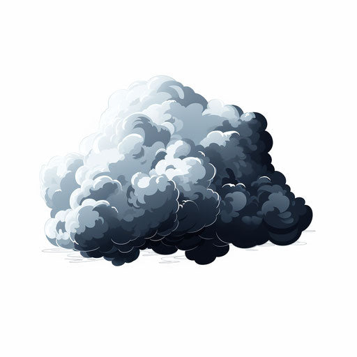 Cloud PNG clipart in the style of Chiaroscuro Art, on white background