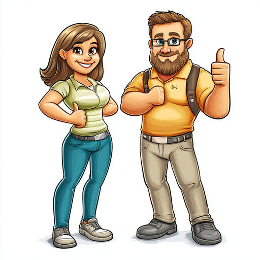 Parent-teacher conference caricature humor illustration