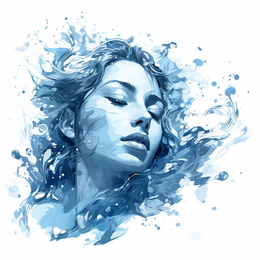 Water clipart in the style of Chiaroscuro Art, on a white background