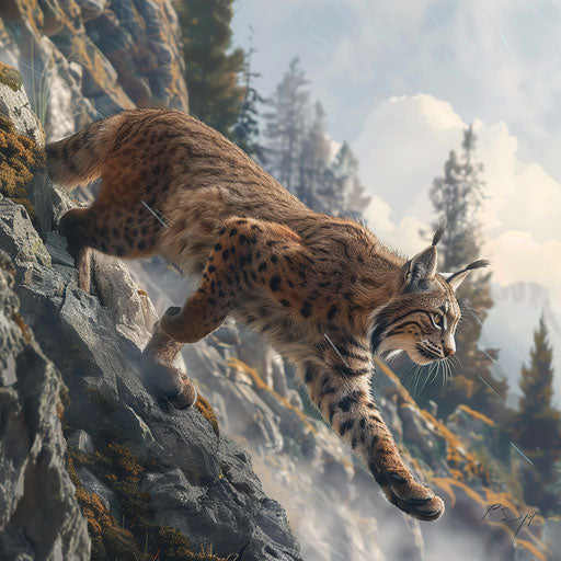 Lynx navigating rocky mountainside with agility