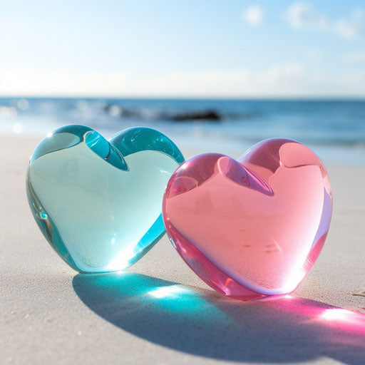 Bright and charming sculptures on sand in heart shape