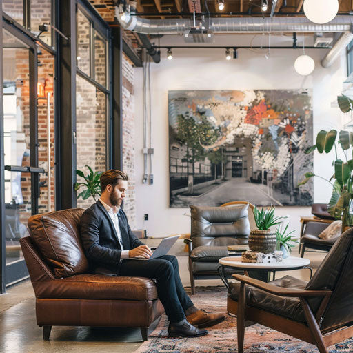 Businessman in a relaxed and sophisticated co-working space