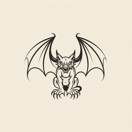 Minimalistic flat tattoo sketch of a gargoyle in clipart style