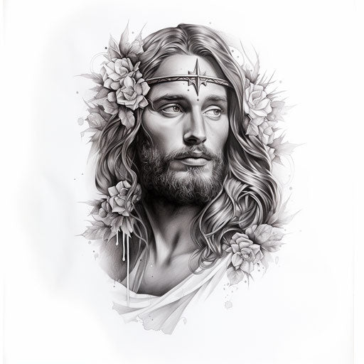 Small Jesus tattoo designs in black and white
