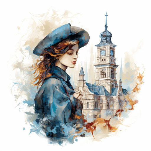 University in oil painting style