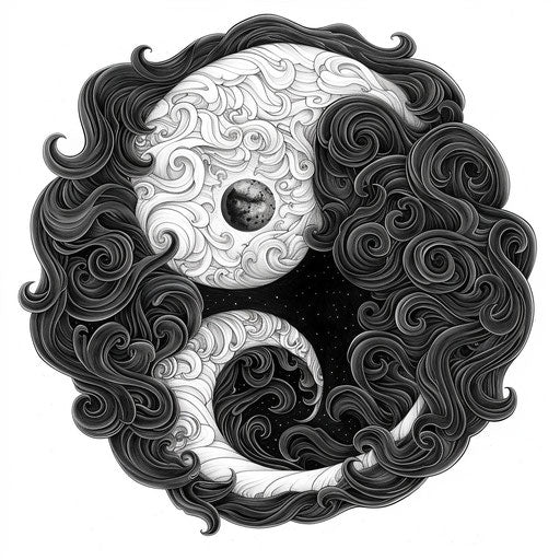Asian Taoist Ying Yang Symbol in Black and White