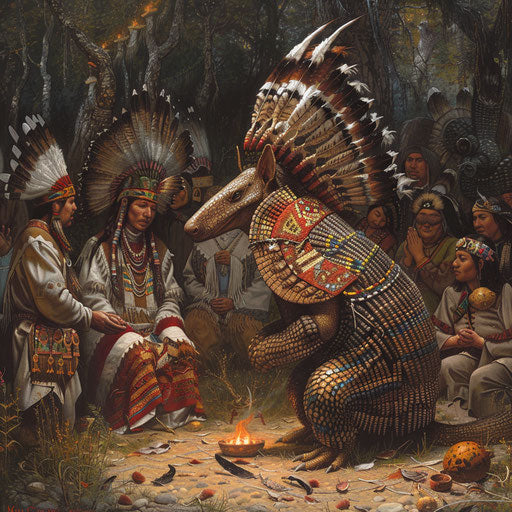 An armadillo takes part in a traditional Native American ceremony.