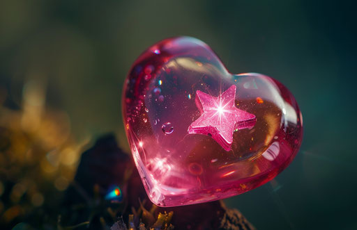 Pink heart with star, personal icon style, happy glamour