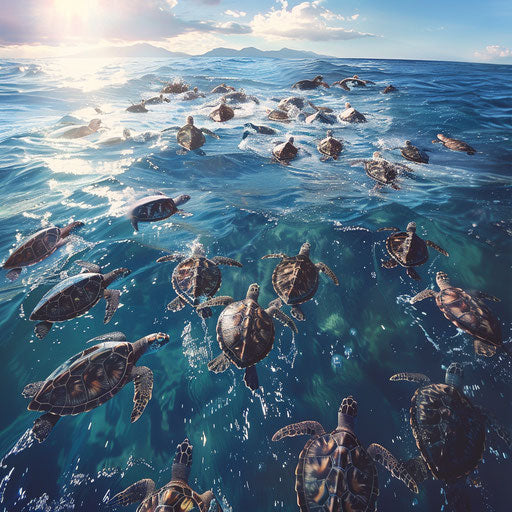 Olive ridley sea turtle migration in the ocean