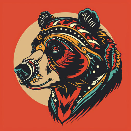 Sketch of traditional Russian bear tattoo, vivid