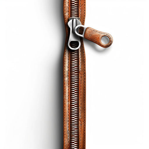 Photo realistic zipper clipart with flat white background