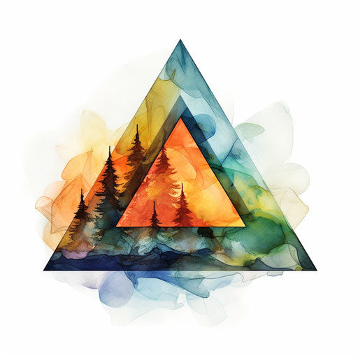 Triangle illustration in the style of an oil painting, on white background