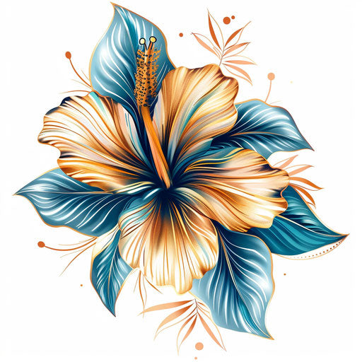 Luxurious exotic Hawaiian bloom in flat tattoo style