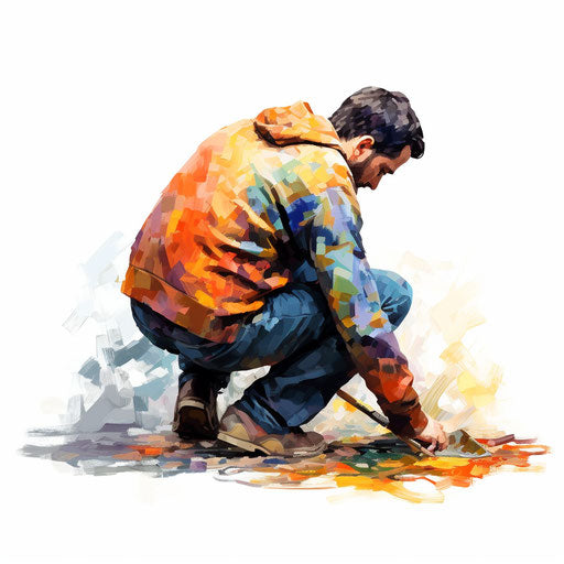 Body clipart in the style of oil painting, on white background