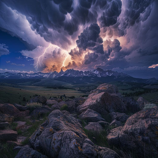 Raw power of nature: thunderstorm over Big Horn Mountains