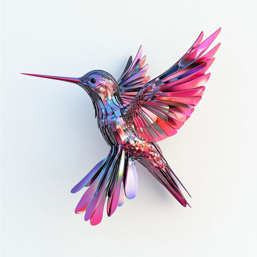 3D hummingbird in photo realistic style on flat white background