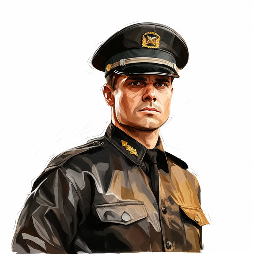 Security guard in Oil painting style on white background