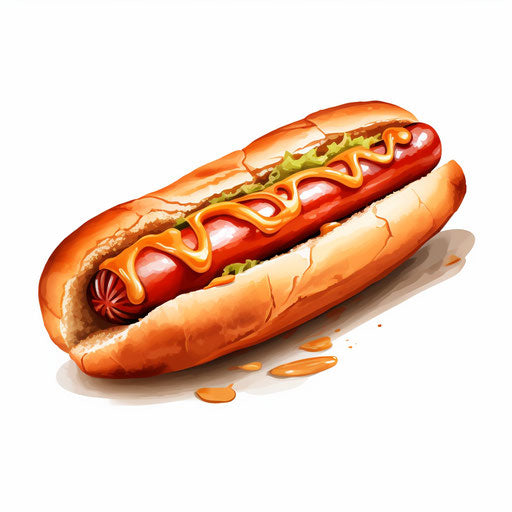 Hot dog illustration in the style of Chiaroscuro Art
