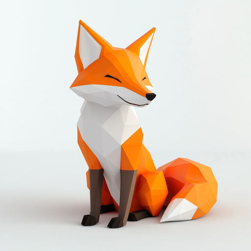 3D fox on white background, isolated clipart