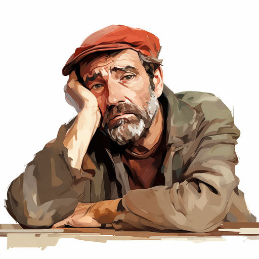 Bored clipart in the style of Oil painting, on a white background