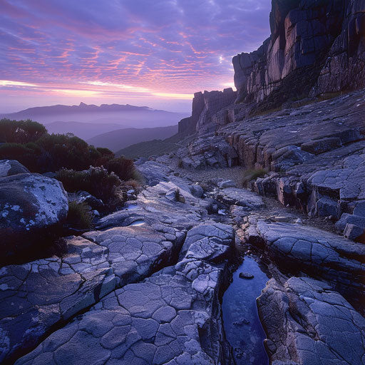 Tasmania's rugged terrain at dawn