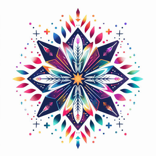 Vibrant flat tattoo sketch of a snowflake