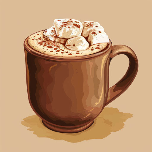 Realistic quality hot cocoa clipart on flat beige background