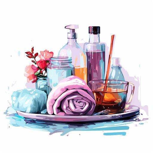 Hygiene clipart in the style of Impressionistic Art, on a white background