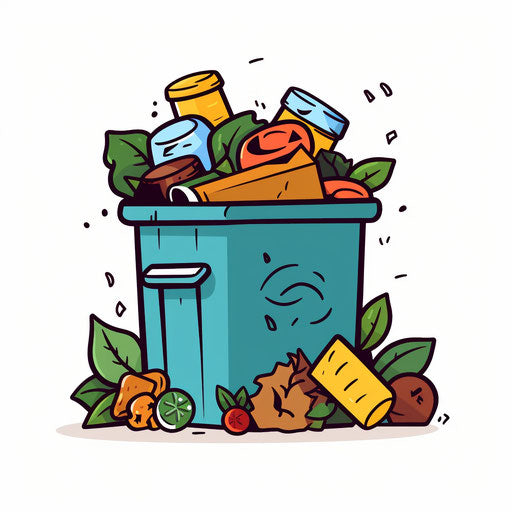 Minimalist illustration of garbage on white background