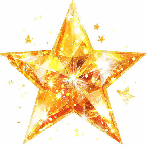 Transparent anime-style star in light orange and gold